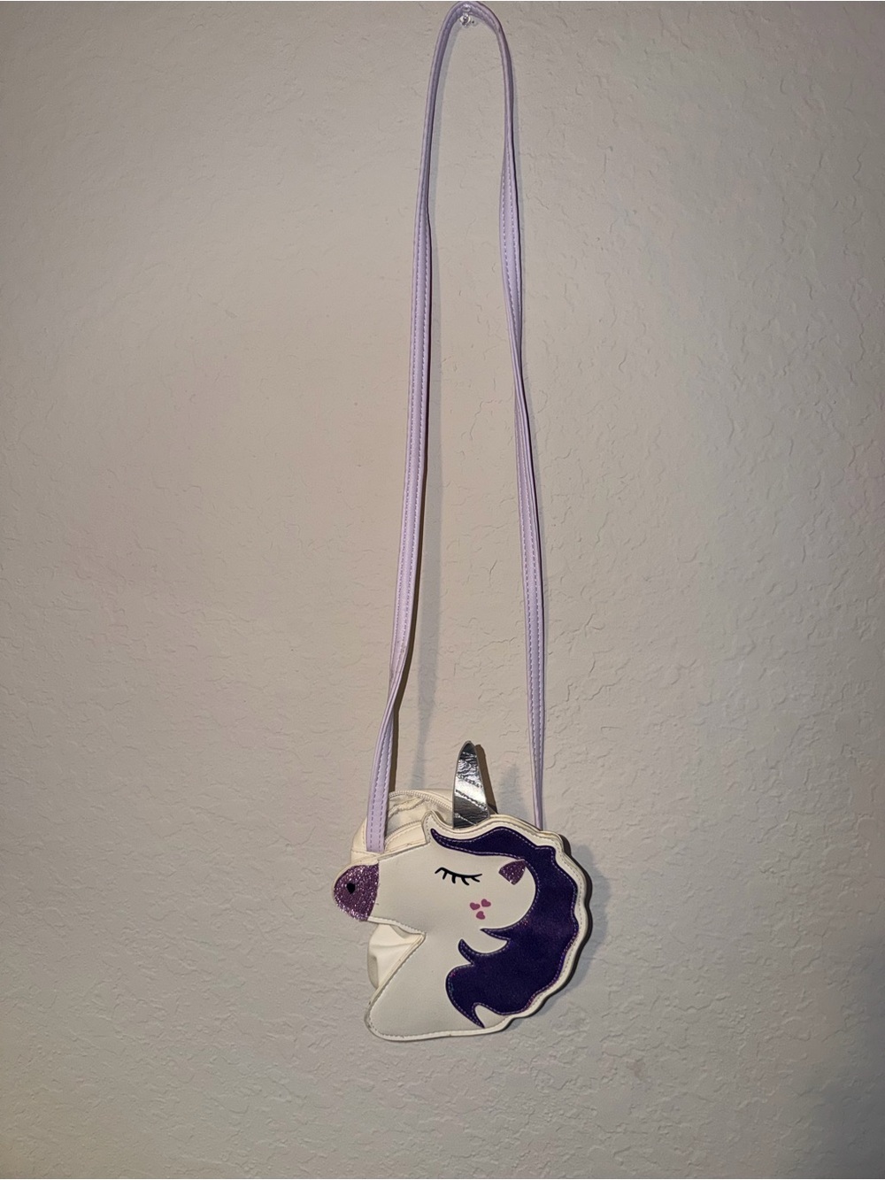 Girls Unicorn Crossbody Purse White Purple‎ Glitter - Picture 2 of 7